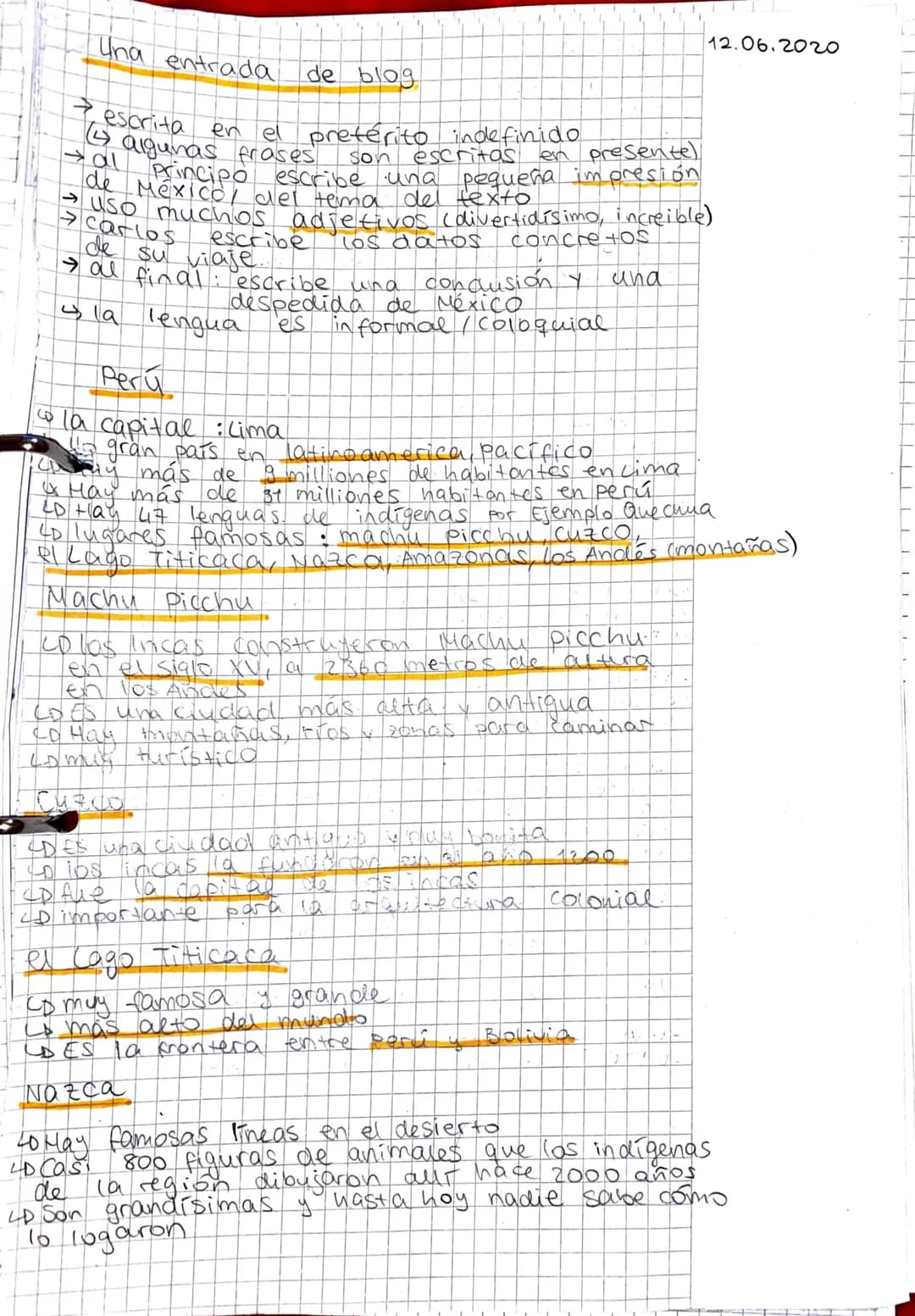 Una entrada
de blog
en el pretérito indefinido
son
en
al principo escribe una pequeña impresión
de
→ escrita
4 algunas frases
> uso muchos a