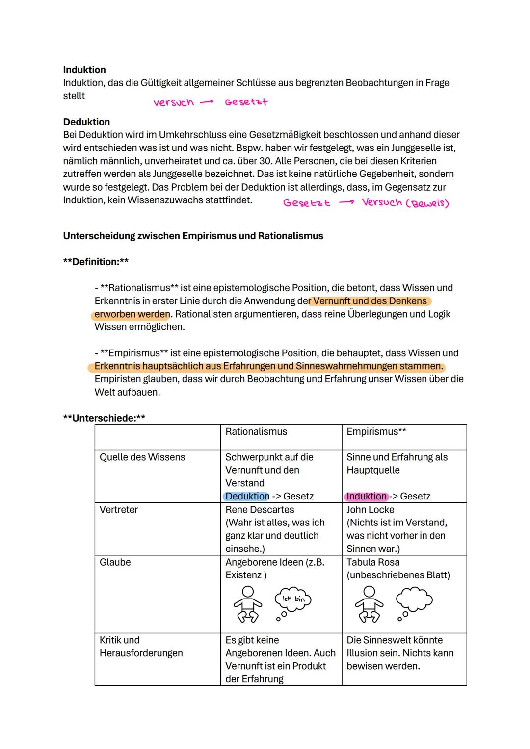 Philosophie Arbeit: Erkenntnistheorie
Allgemein
- Kant Frage: Was kann ich wissen?
(Diese Fragen, formuliert von Immanuel Kant, beziehen sic