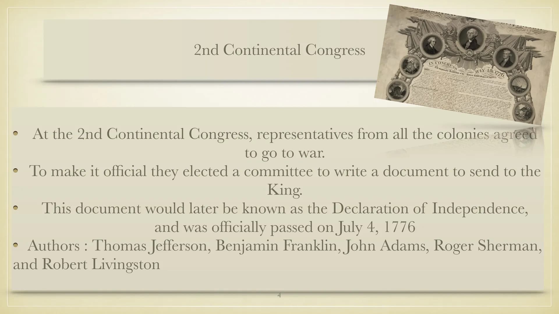 THE DECLARATION OF
INDEPENDENCE STRUCTURE
1. What is the meaning of Declaration of Independence?
2. 2nd Continental Congress
3. Thomas Jeffe