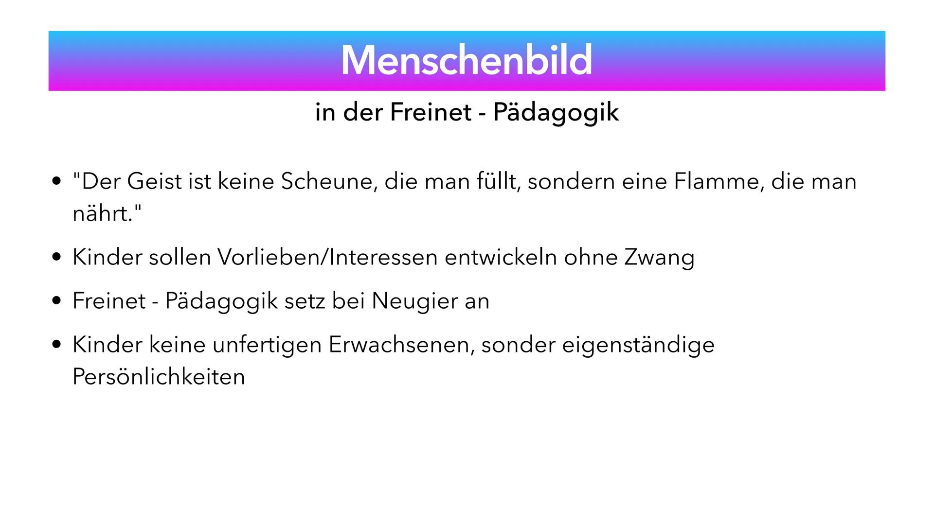 FREINET-PÄDAGOGIK
LKEIMEI-LYDYGOOGIK
Reformpädagogik Freinet-Reformpädagogik
1) Wie ist die Freinet-Pädagogik entstanden?
• 1920 in Frankrei