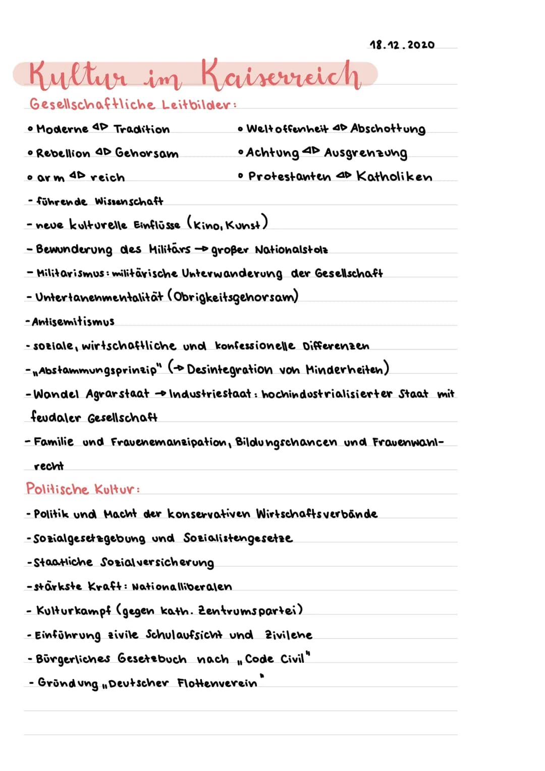 Kultur im Kaiserreich
Gesellschaftliche Leitbilder:
• Moderne 4D Tradition
• Rebellion 4D Gehorsam
• arm 4D reich
führende Wissenschaft
-nev