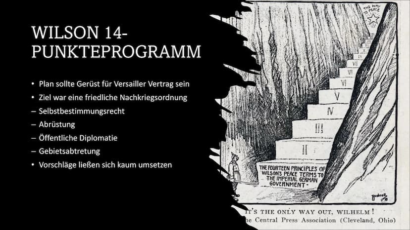 Ein gelungener
Frieden?
DER VERSAILLER
VERTRAG GLIEDERUNG
1.
2.
3.
4.
•
Vorgeschichte
Big Four und deren Ziele
Wilson 14- Punkte Programm
In