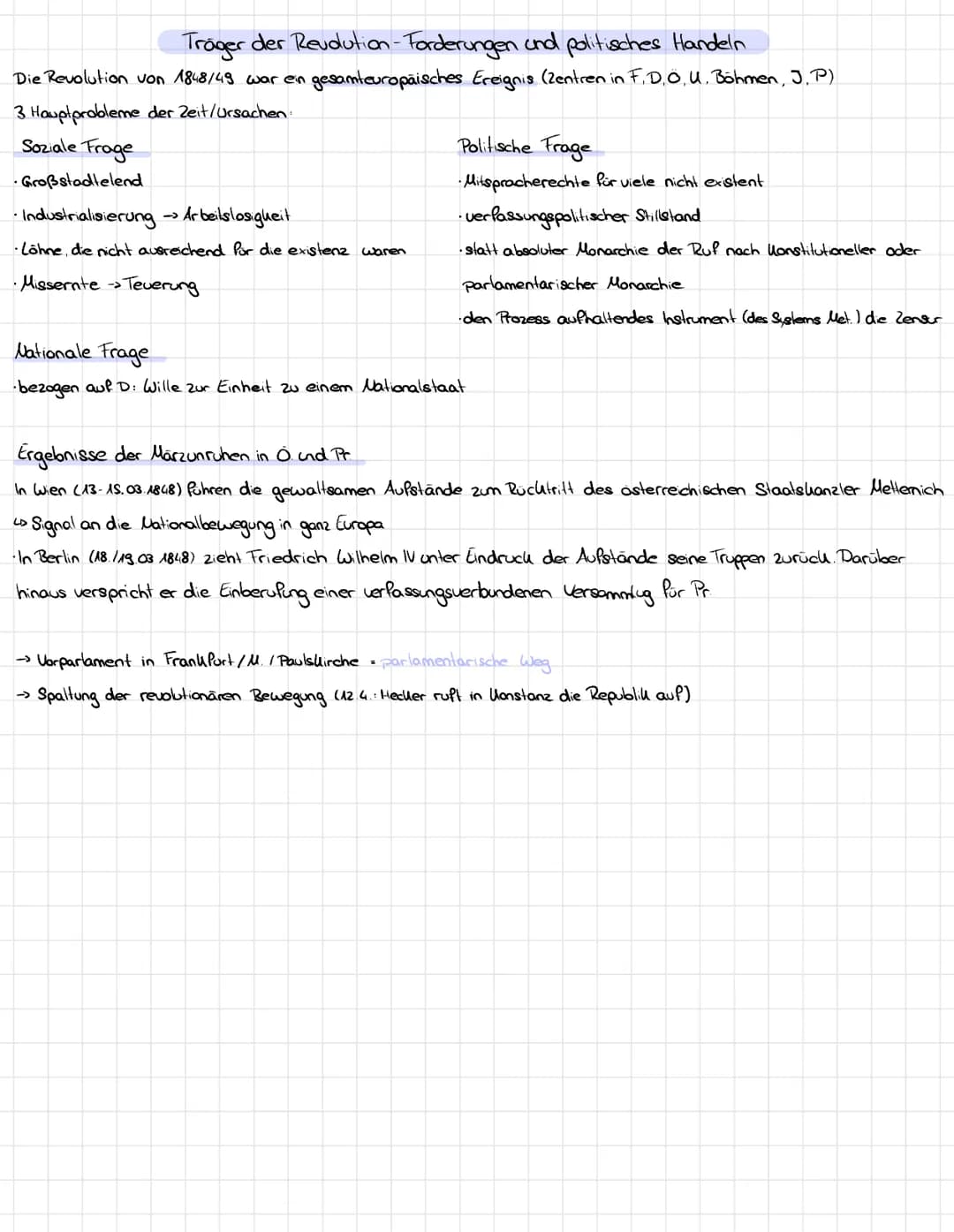 Träger der Revolution-Forderungen und politisches Handeln
Die Revolution von 1848/49 war ein gesamteuropäisches Ereignis (Zentren in F.D.Ö.U