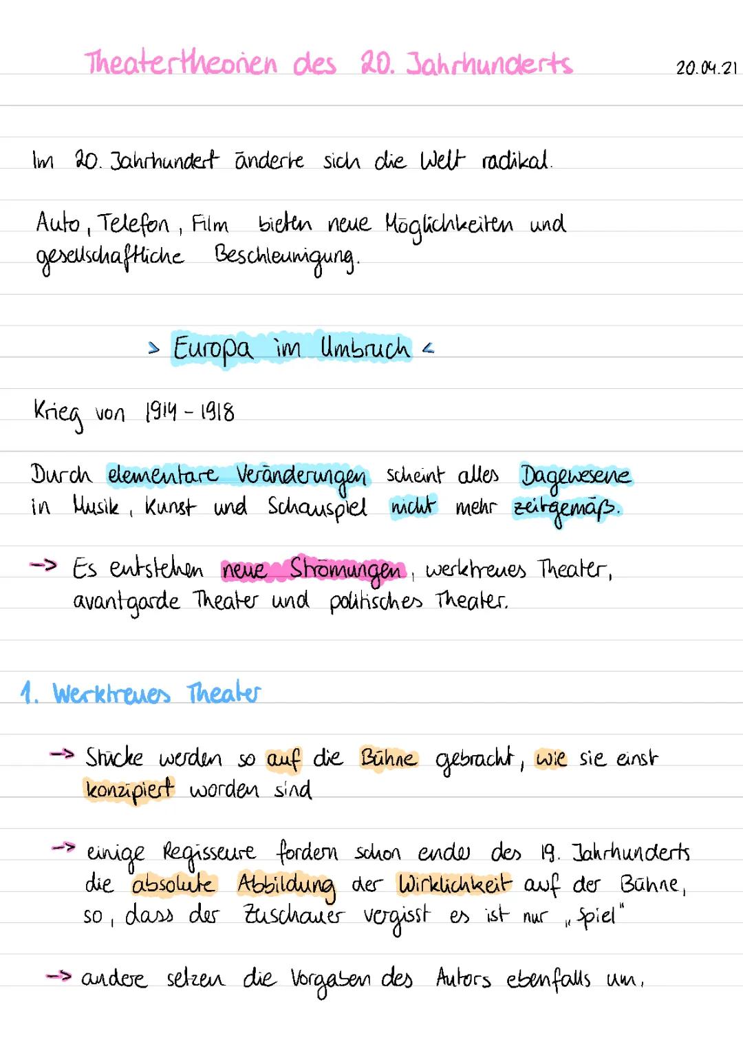 Theatertheorien des 20. Jahrhunderts
