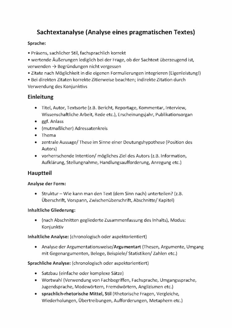 Know Sachtextanalyse (Analyse eines pragmatischen Textes) thumbnail
