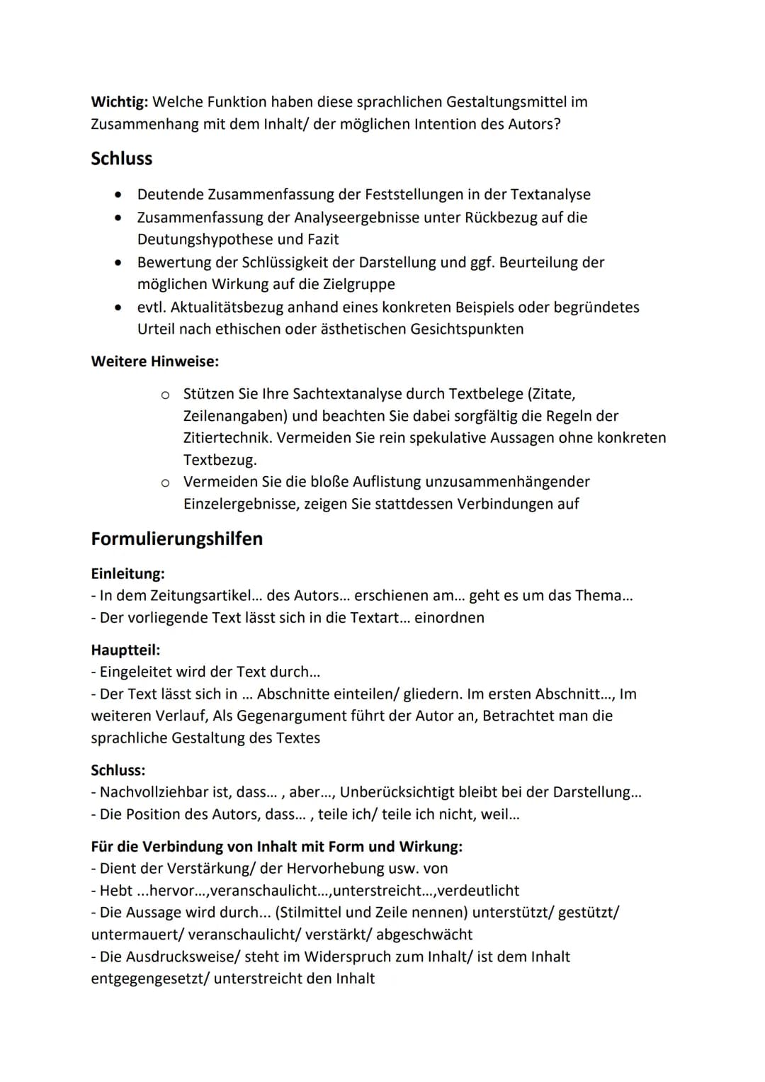 Sachtextanalyse (Analyse eines pragmatischen Textes)
Sprache:
• Präsens, sachlicher Stil, fachsprachlich korrekt
• wertende Äußerungen ledig
