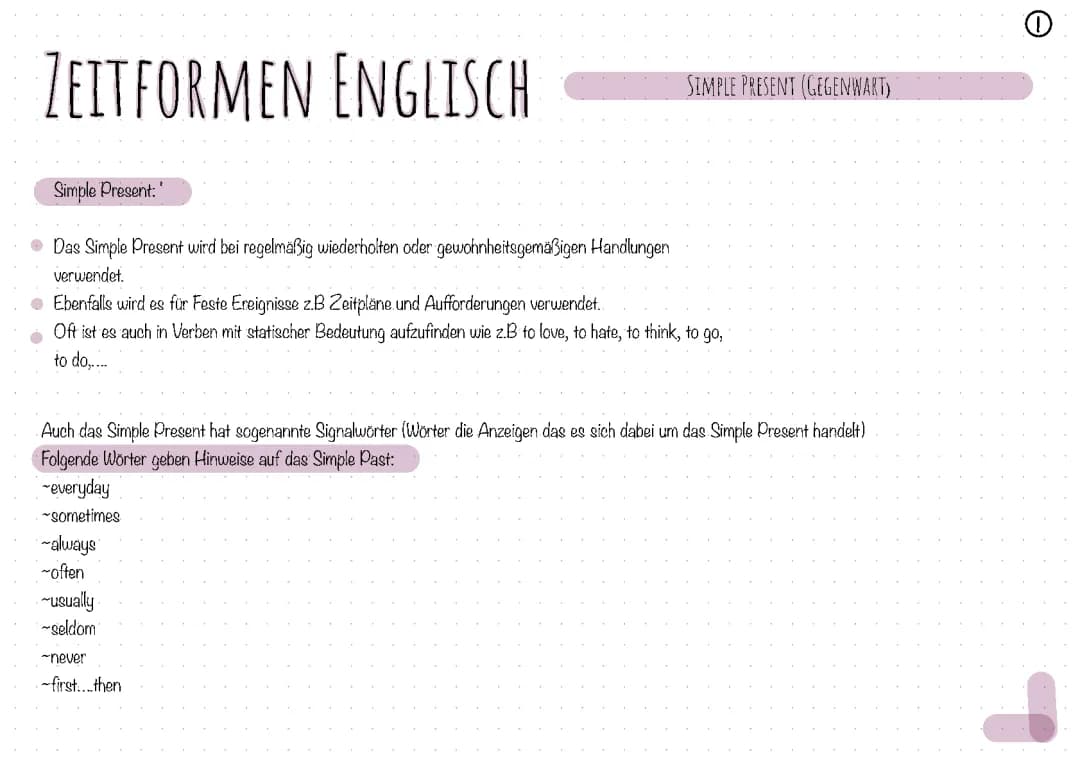 Zeitformen Englisch - Simple Present 