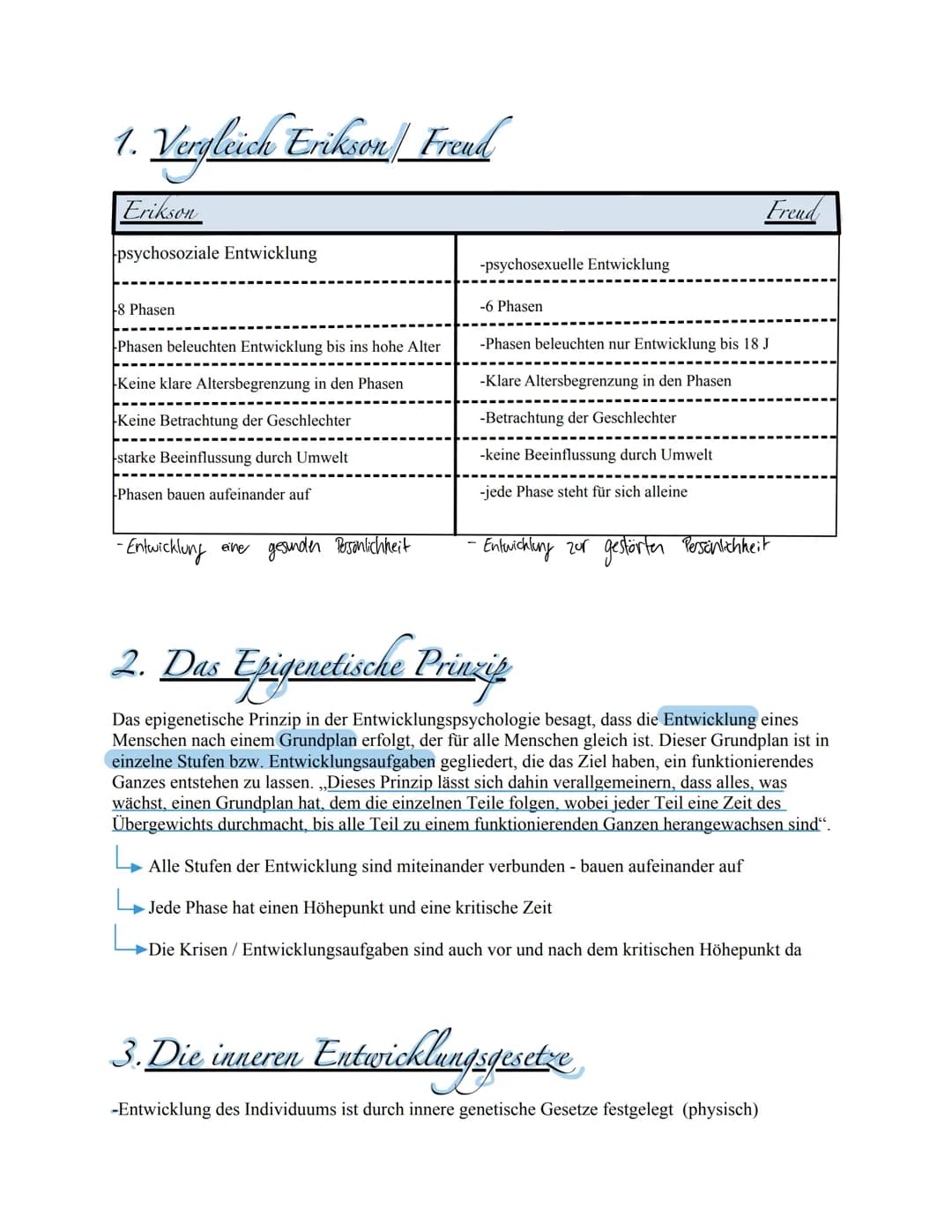 Die psychosoziale Entwicklung nach Erikson
-Vergleich Erikson / Freud
-Das Epigenetische Prinzip
-Die inneren Entwicklungsgesetze
-Was ist e
