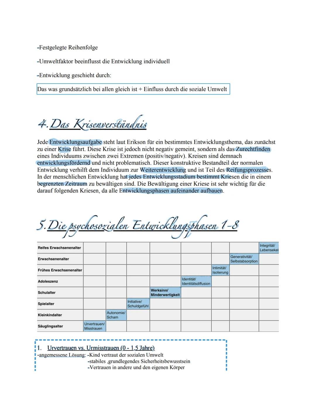 Die psychosoziale Entwicklung nach Erikson
-Vergleich Erikson / Freud
-Das Epigenetische Prinzip
-Die inneren Entwicklungsgesetze
-Was ist e