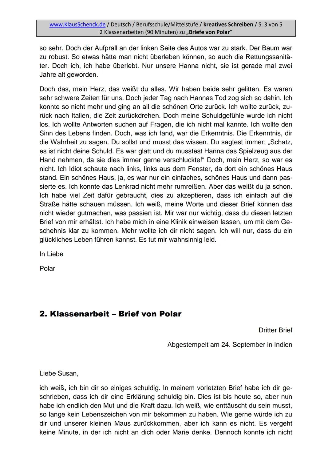 Aufgabenstellung:
Erzählen Sie die Geschichte weiter und finden Sie eine passende
Überschrift.
5
www.KlausSchenck.de/ Deutsch / Berufsschule