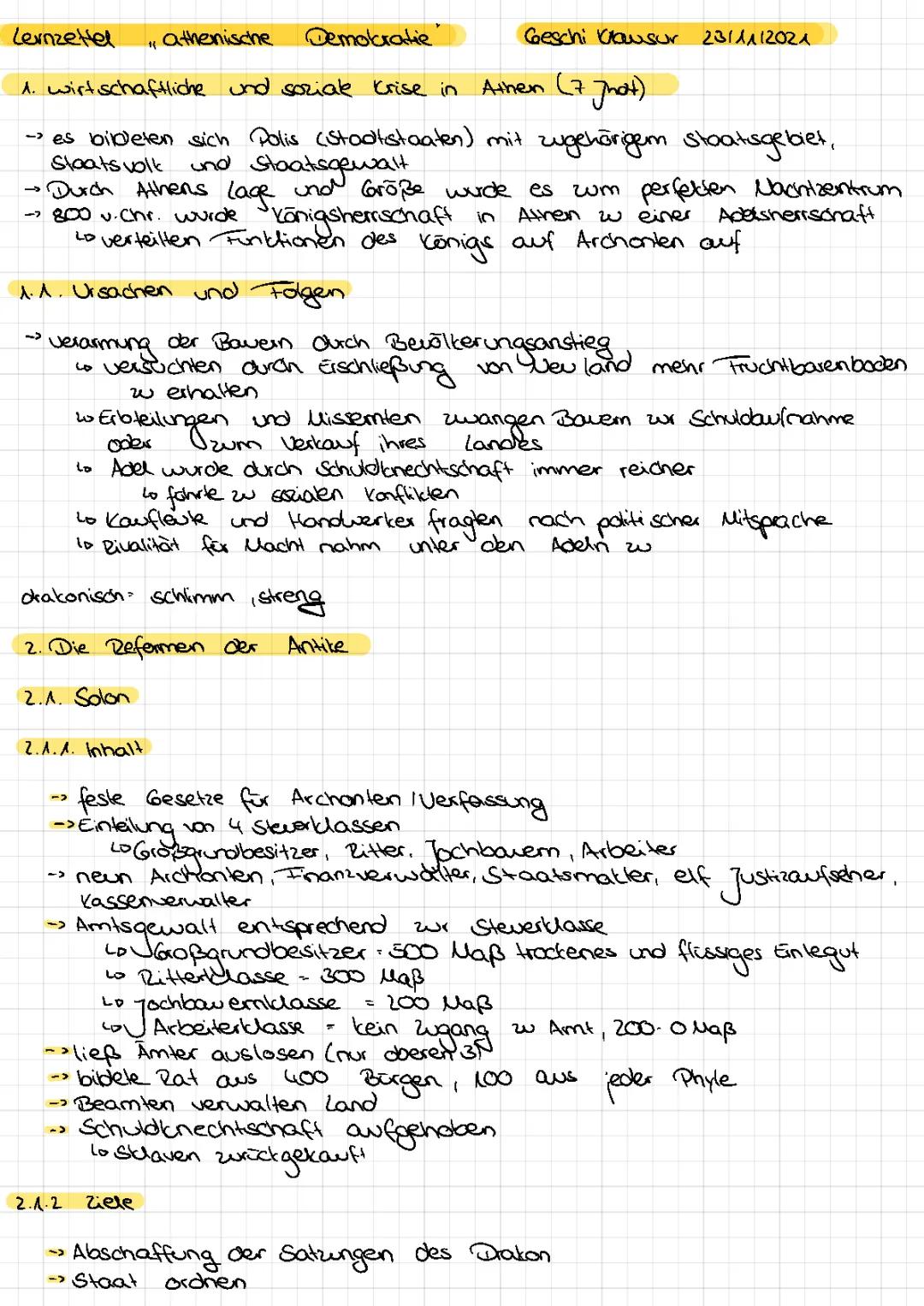 Lernzettel Athenische Demokratie 