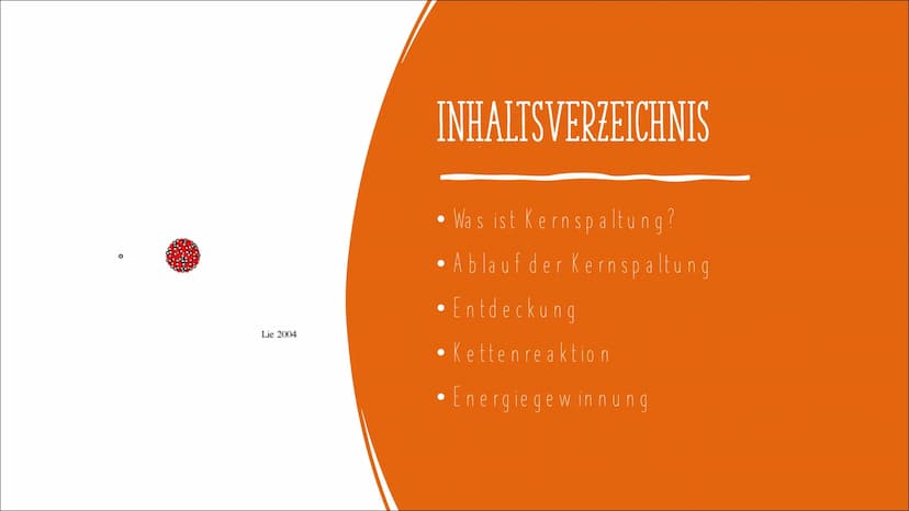 KERNSPALTUNG Lie 2004
INHALTSVERZEICHNIS
Was ist Kernspaltung?
• Ablauf der Kernspaltung
• Entdeckung
• Kettenreaktion
●
●
• Energiegewinnun