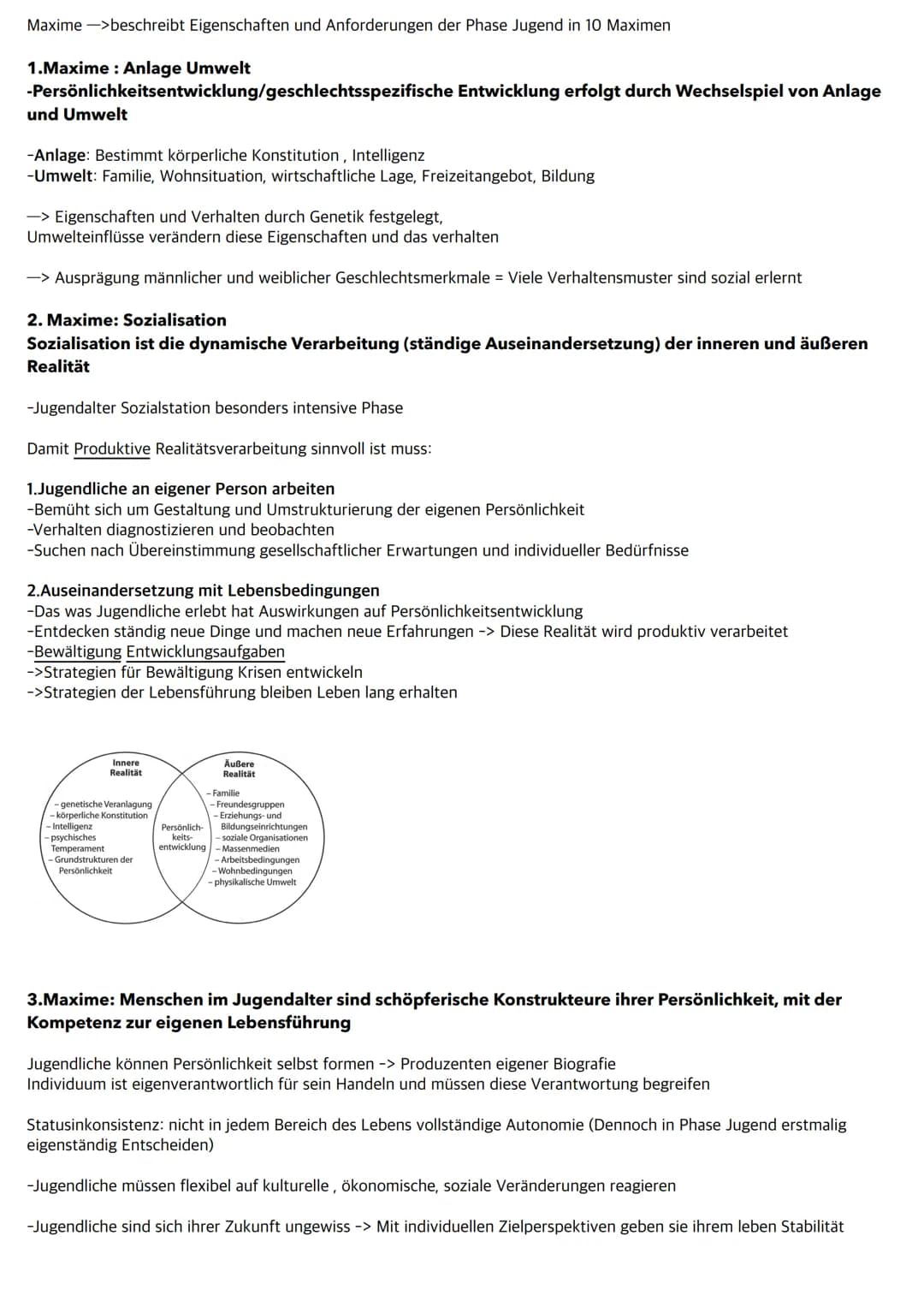 Hurrelman
Jugend als eigene Lebensphase
Hurrelmanns Modell der Produktiven-Realitätsverarbeitung beschriebt die Persönlichkeitsentwicklung e