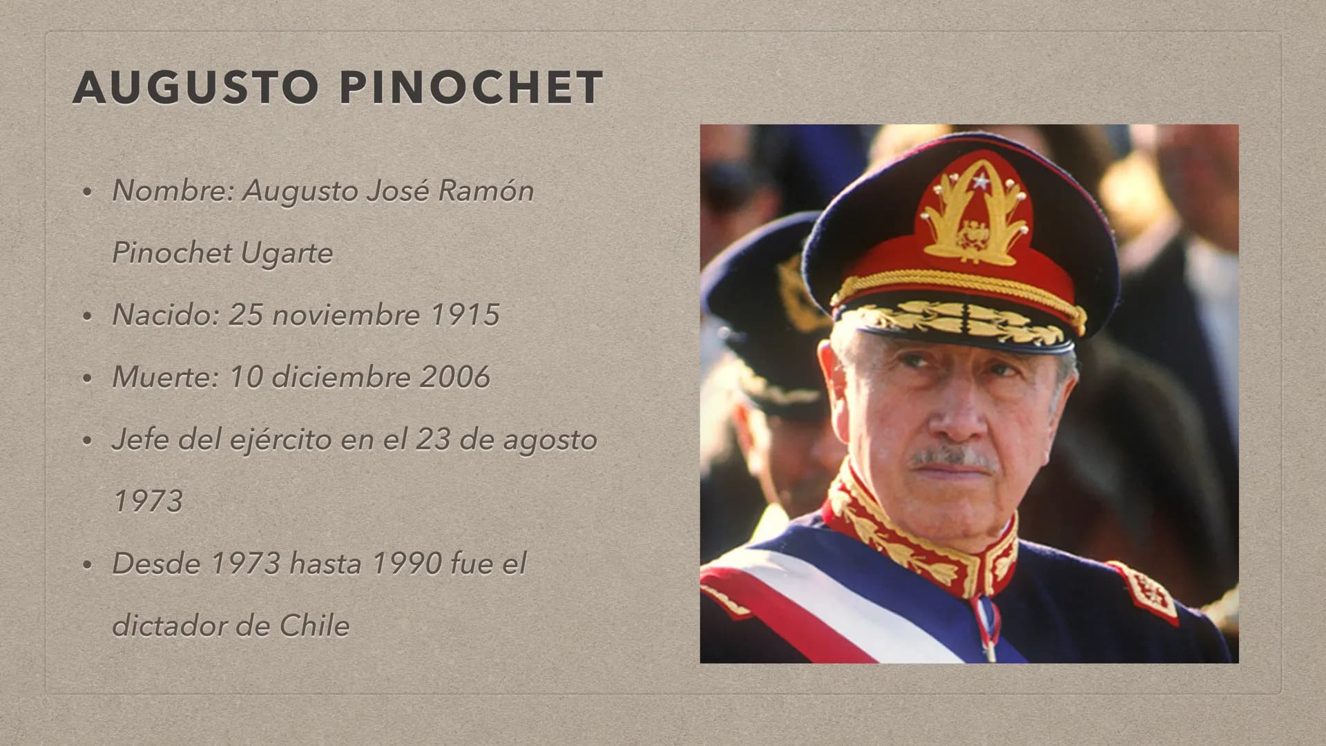 追
LA DICTADURA EN CHILE TABLA DE CONTENIDO
Datos personales
• La situación antes del golpe
Golpe de estado
Las violaciones a los derechos hu
