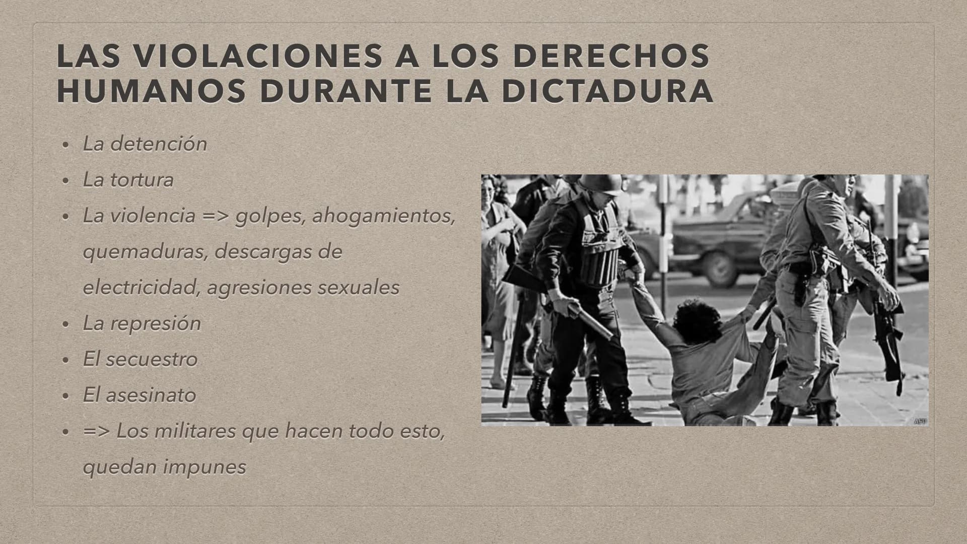 追
LA DICTADURA EN CHILE TABLA DE CONTENIDO
Datos personales
• La situación antes del golpe
Golpe de estado
Las violaciones a los derechos hu