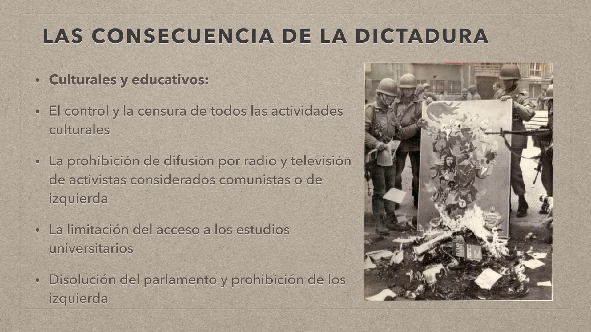 追
LA DICTADURA EN CHILE TABLA DE CONTENIDO
Datos personales
• La situación antes del golpe
Golpe de estado
Las violaciones a los derechos hu