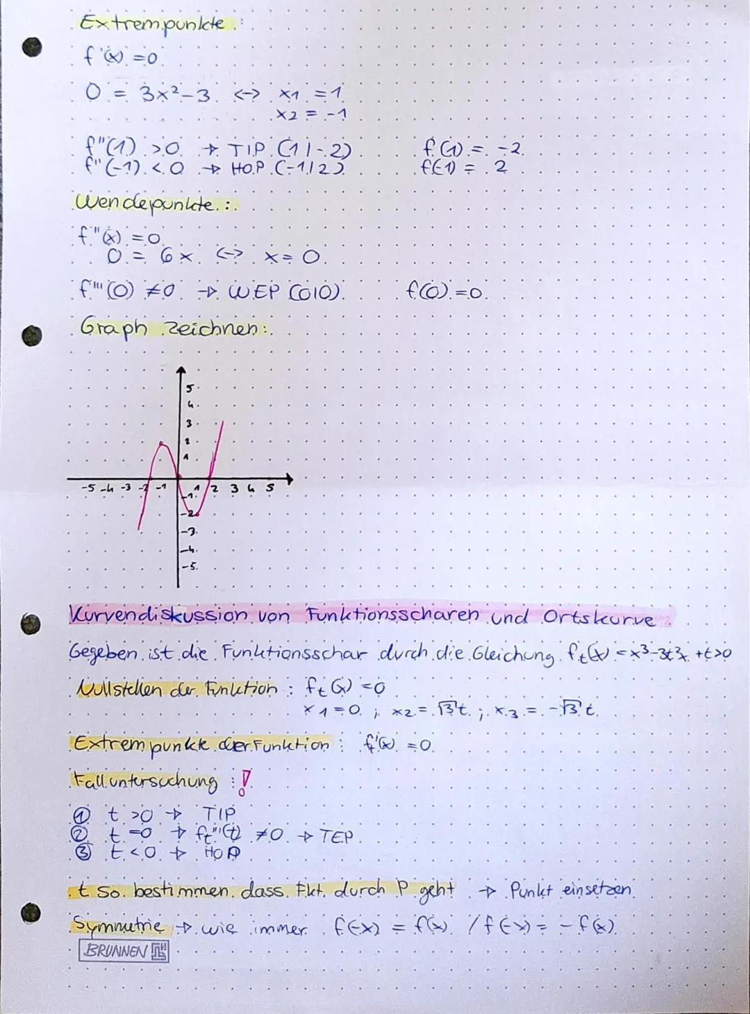 Kurven diskussion
1. Symmetrie
- zur y-Achse
f(x) = f(x)
: zum Ursprung f(x) = -f(x)
2. Schnitt punkte mit den Achsen
- X-Achse f(xo) = .0..