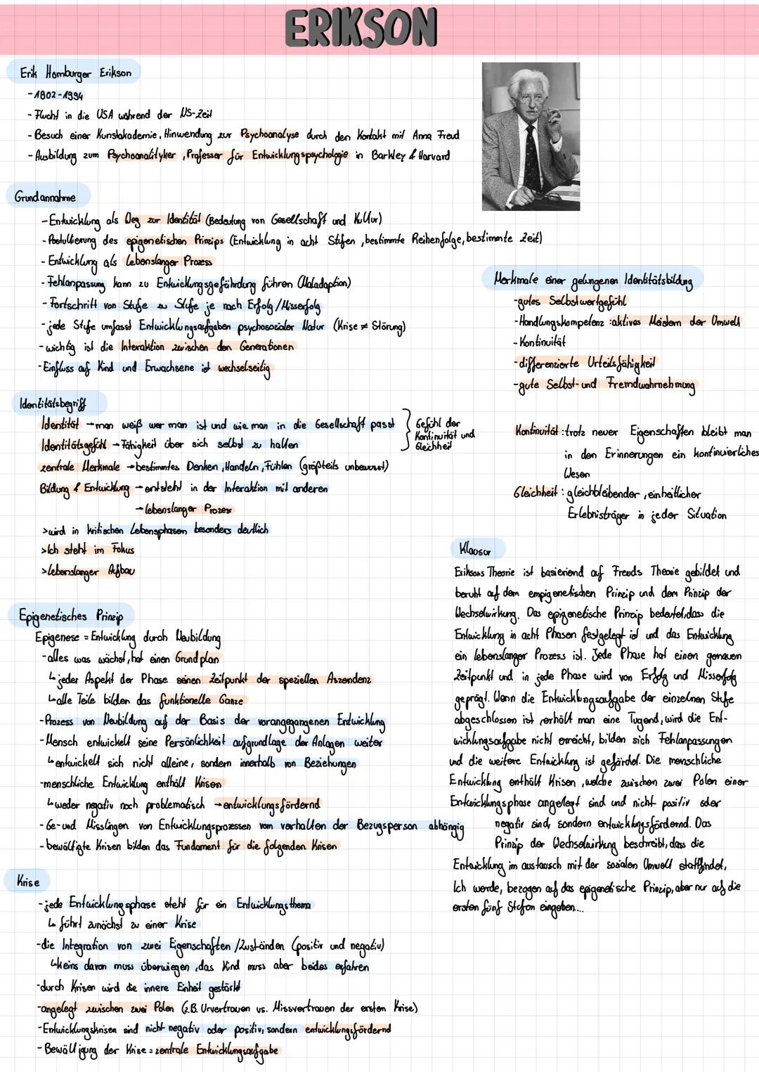 # ERIKSON

Erik Homburger Erikson

-1802-1994

-Flucht in die USA während der US-Zeil

-Besuch einer Kunstakademie, Hinwendung zur Psychoana