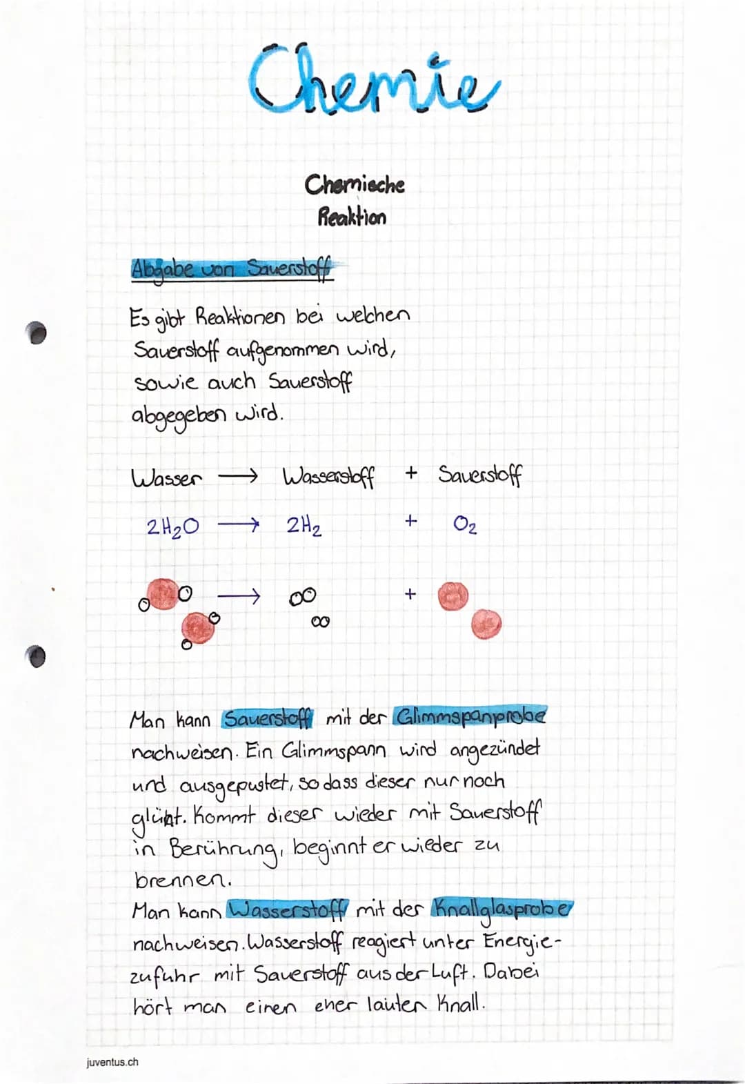 Abgabe von Sauerstoff
Es gibt Reaktionen bei welchen
Sauerstoff aufgenommen wird,
sowie auch Sauerstoff
abgegeben wird.
Chemie
Chemische
Rea