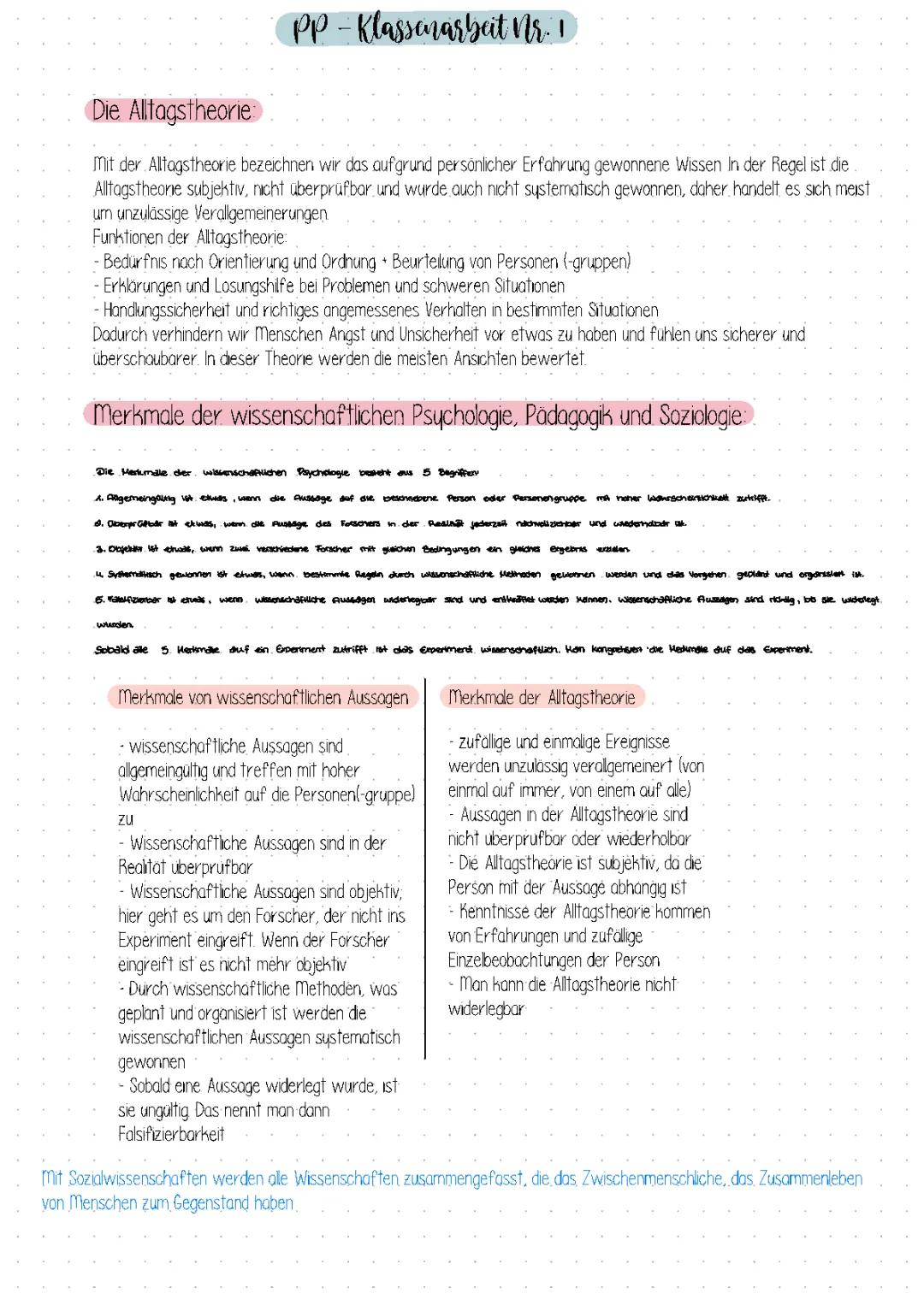 Merkmale der Psychologie, Pädagogik und Soziologie