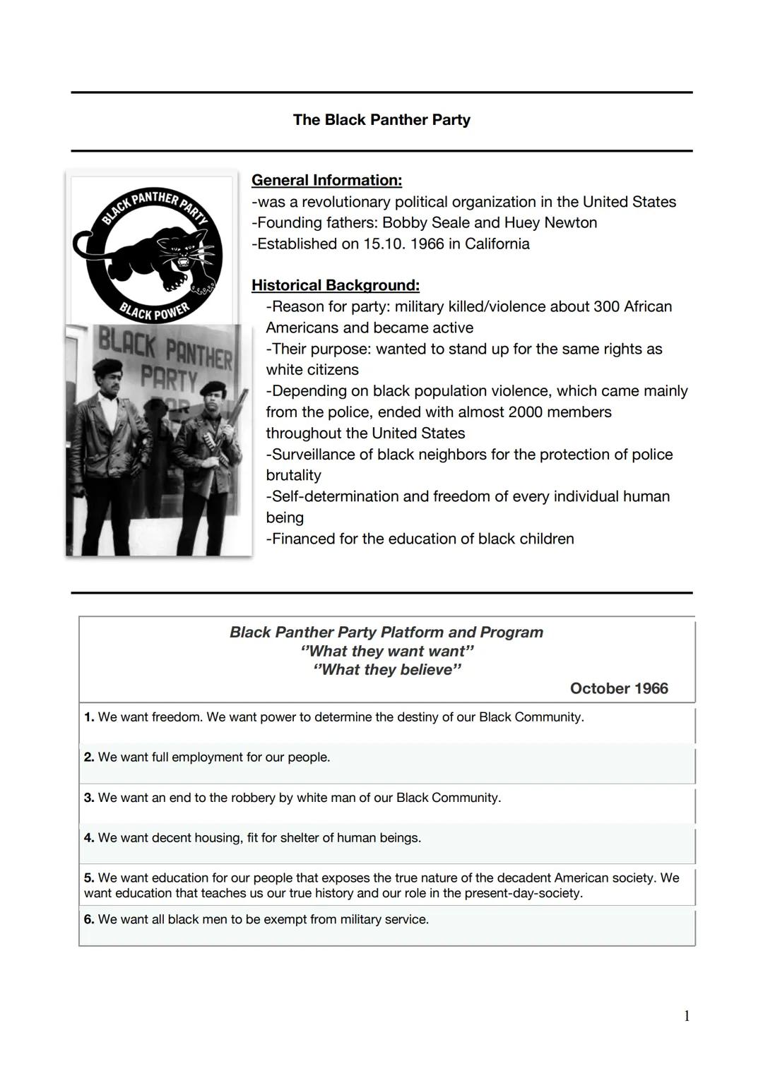 APANTHER PA
BLACK
PARTY
BLACK POWER
BLACK PANTHER
PARTY.
OR
The Black Panther Party
General Information:
-was a revolutionary political orga