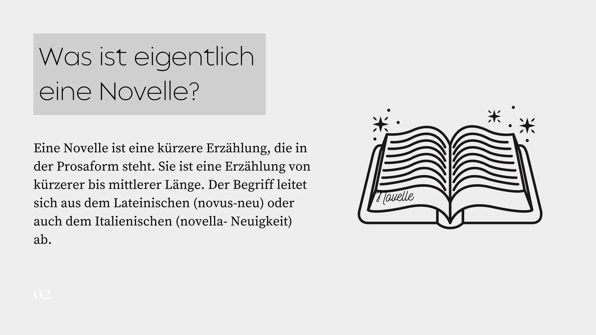 01
Die
Judenbuche
Portfolio Arbesa Rrustemi, 9c Was ist eigentlich
eine Novelle?
Eine Novelle ist eine kürzere Erzählung, die in
der Prosafo