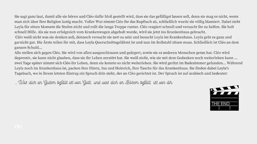 01
Die
Judenbuche
Portfolio Arbesa Rrustemi, 9c Was ist eigentlich
eine Novelle?
Eine Novelle ist eine kürzere Erzählung, die in
der Prosafo