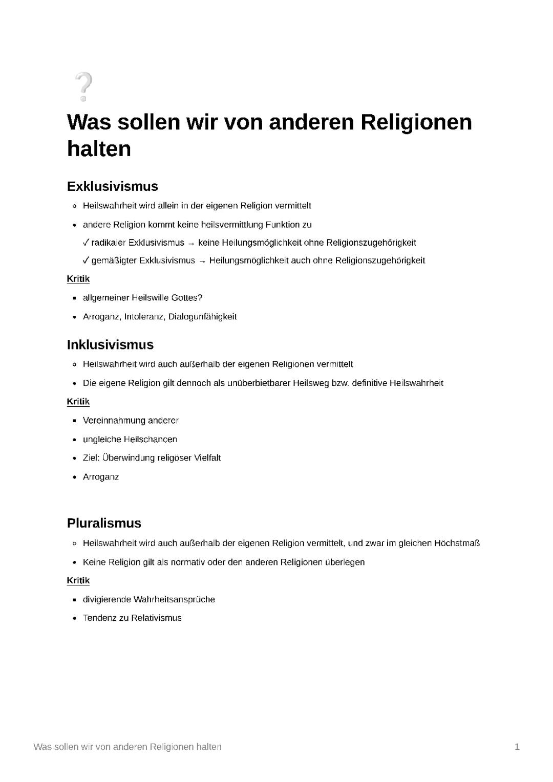 Was sollen wir von anderen Religionen halten 
