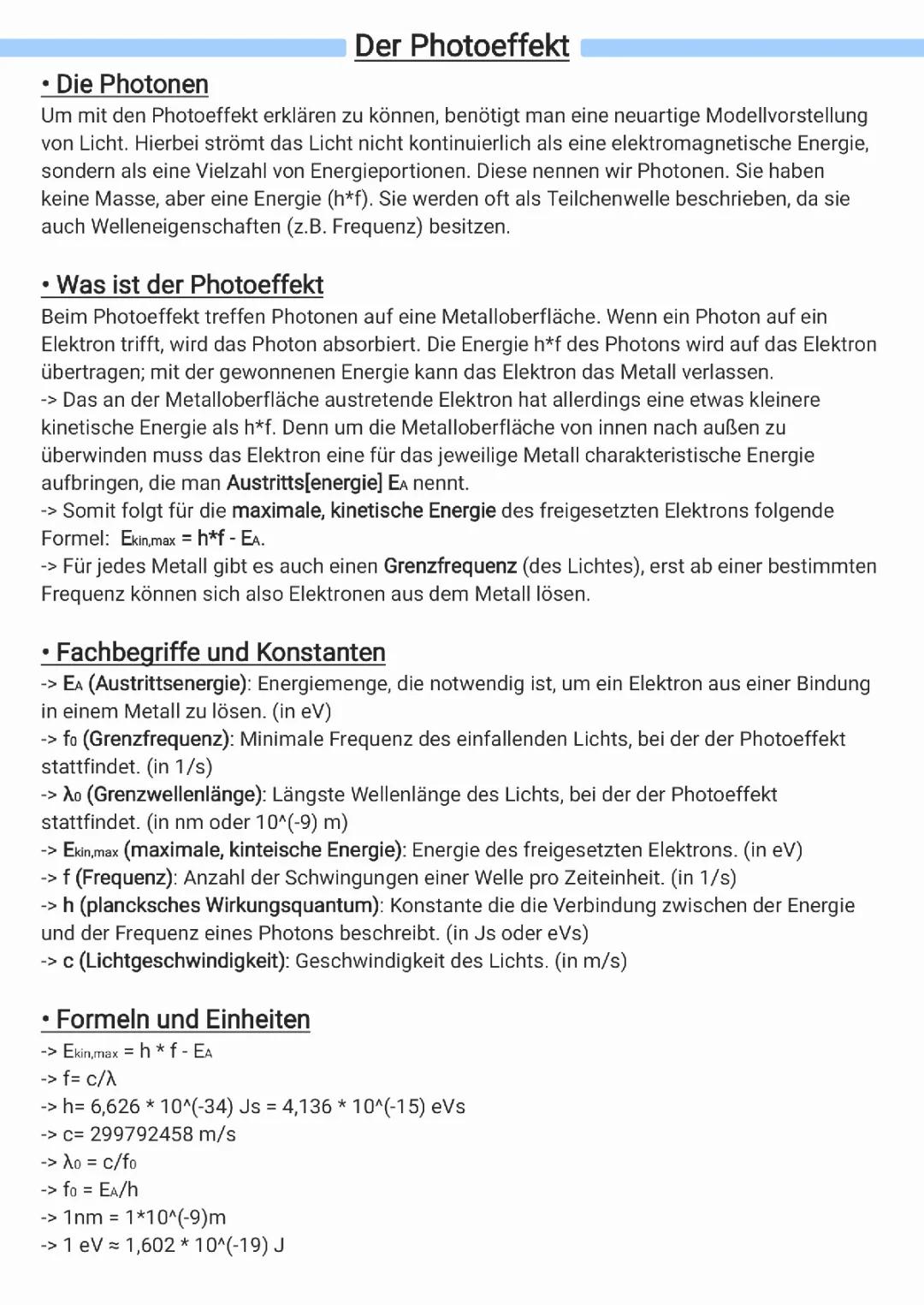 Entdecke den Fotoeffekt: Photonen Eigenschaften und Austrittsenergie