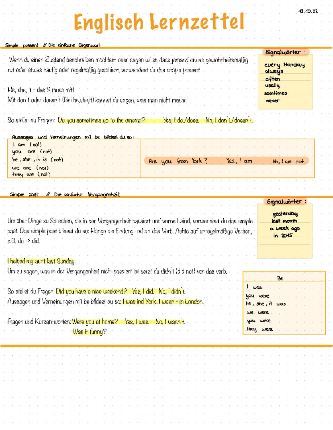 simple past und simple present