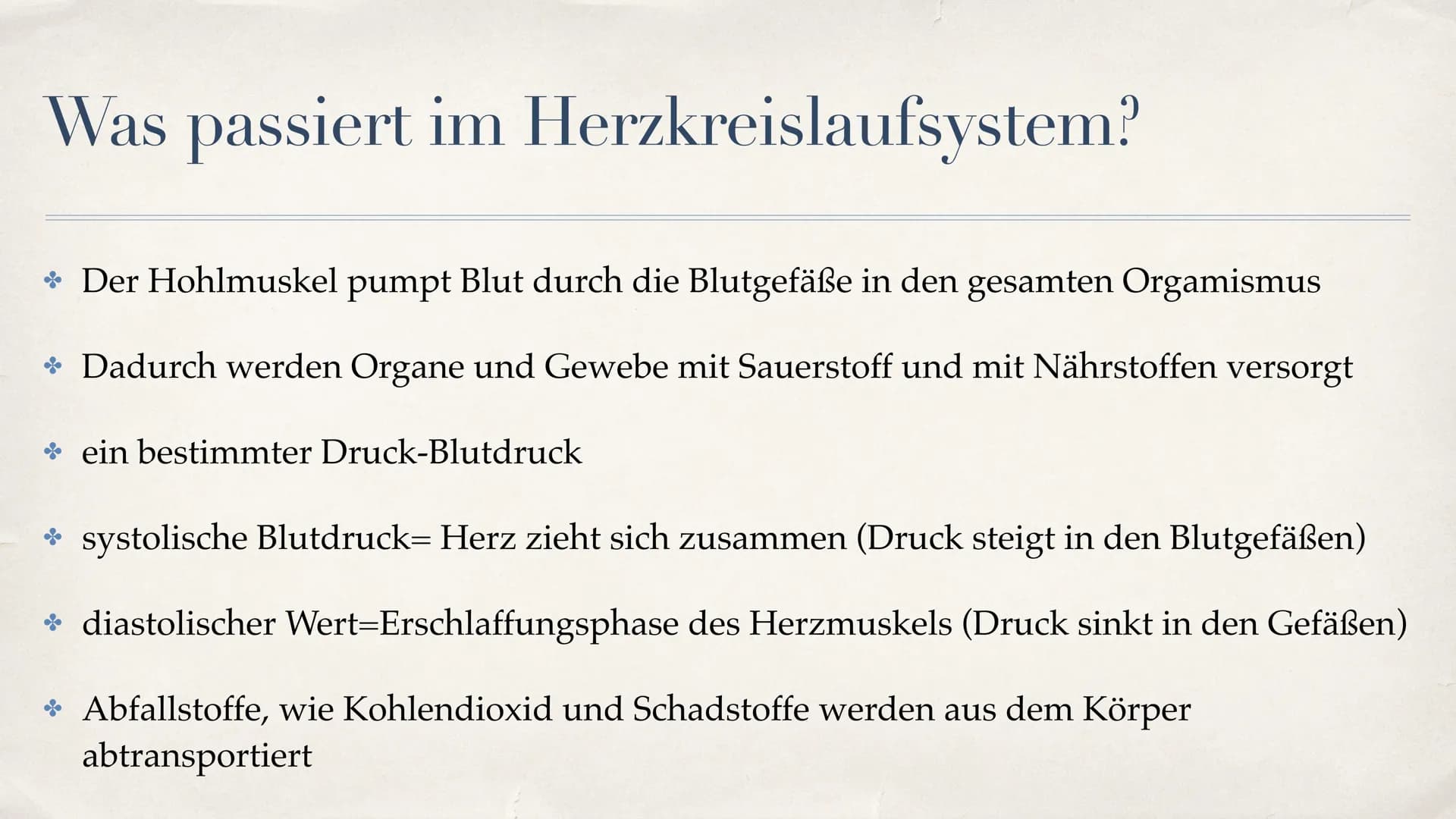 Herz-Kreislauf-System
08.10.2021 Gliederung
Aufbau des Herzen
Funktion des Herzen
Unterschied zwischen Venen und Aterien
* Der große Herzkre