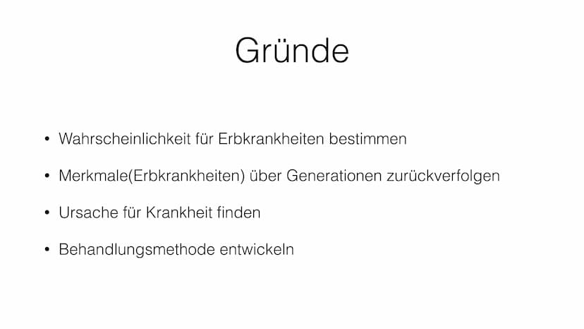 Stammbaumanalyse ●
●
●
Gründe
Wahrscheinlichkeit für Erbkrankheiten bestimmen
Merkmale (Erbkrankheiten) über Generationen zurückverfolgen
Ur