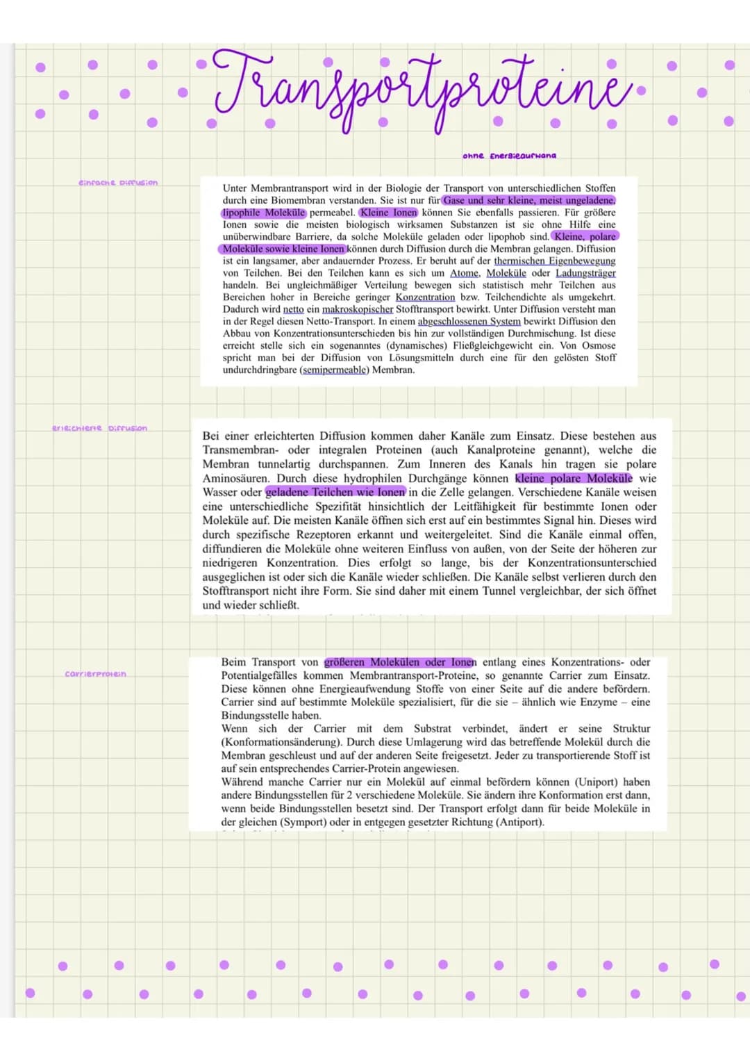 ●
●
●
●
einfache Diffusion
erie:chierie Diffusion
●
corrierprotein
●
●
Transportproteine
Unter Membrantransport wird in der Biologie der Tra