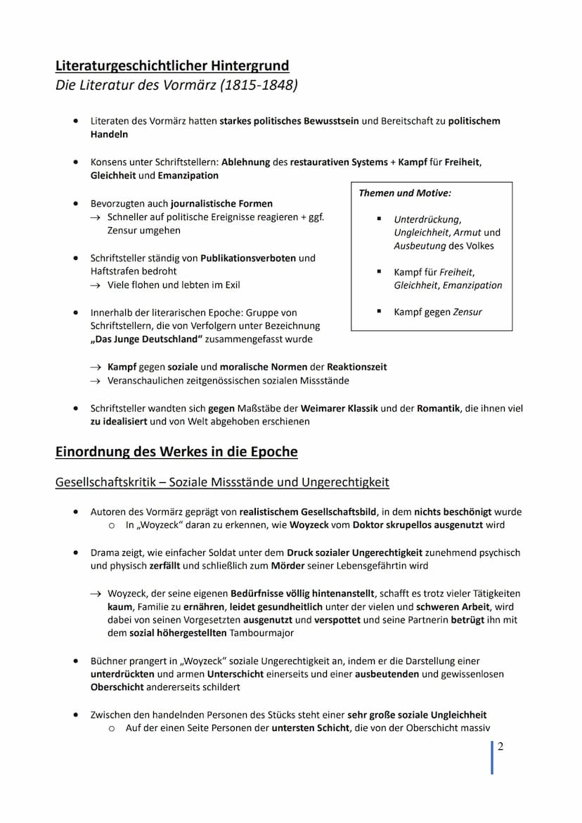 Lernzettel Abitur Deutsch
,,Woyzeck" - Georg
Büchner
Dramenkonzeption, Leitmotive, historische und epochale Zuordnung, Cha-
rakterisierungen