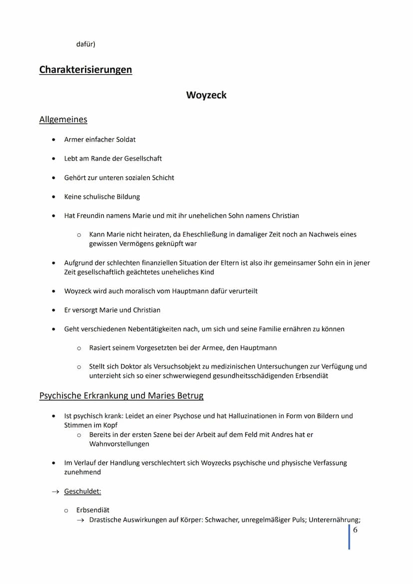 Lernzettel Abitur Deutsch
,,Woyzeck" - Georg
Büchner
Dramenkonzeption, Leitmotive, historische und epochale Zuordnung, Cha-
rakterisierungen