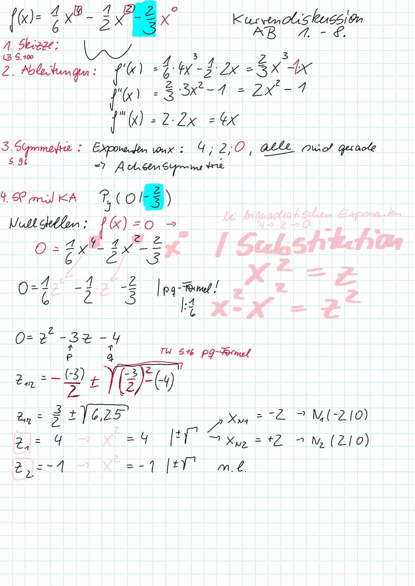 Walzertakt
Wendepunkt:
f''(xw) = 0
y = f(xw)
f"(xw) #0 WP
Berecheang
von xs und ys
Einführung in die
f(x)=x²-5x²+6x-1
2
XN₁
Schnittpunkte mi
