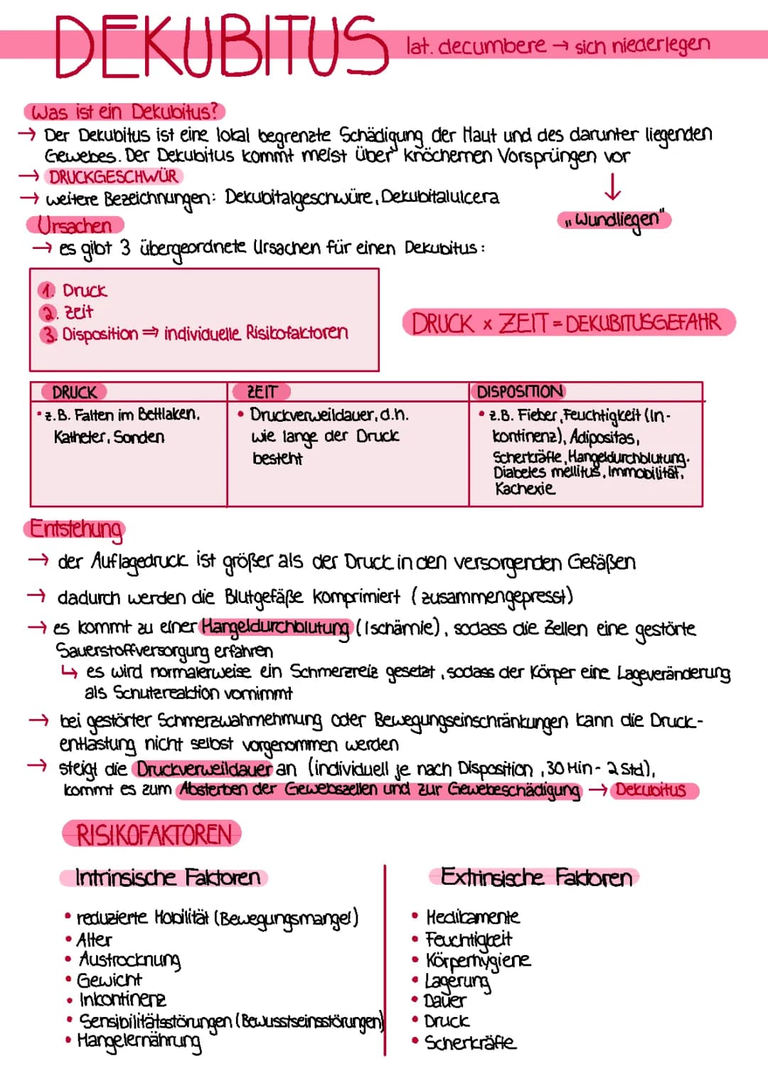 Dekubitus und Dekubitusprophylaxe