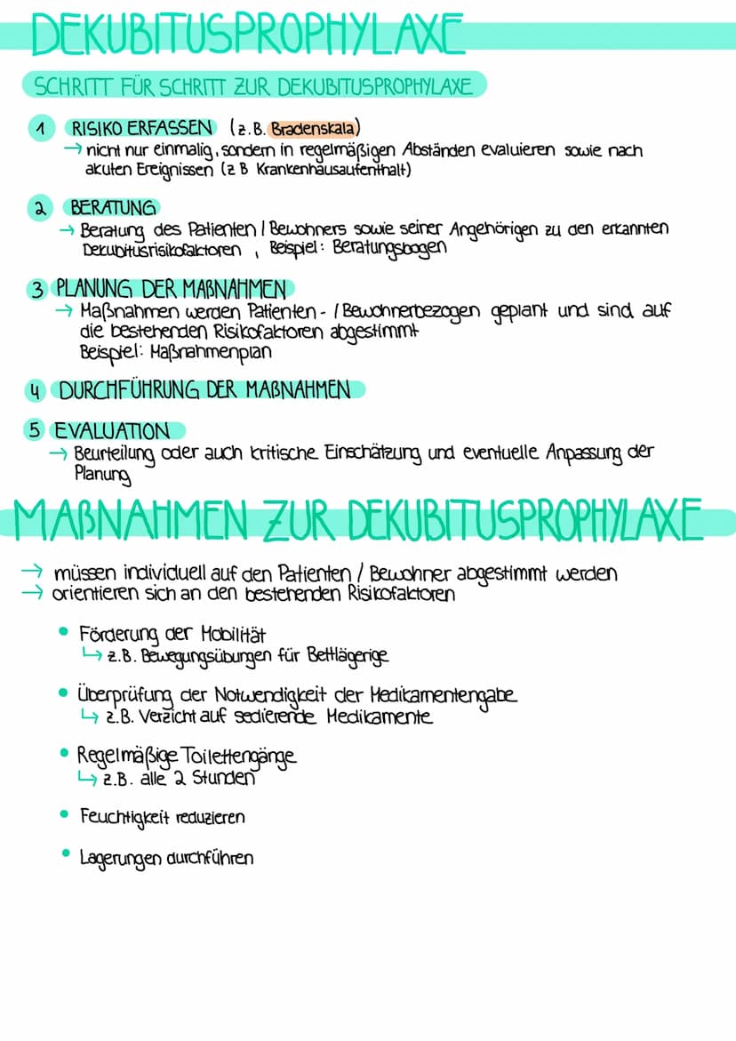 DEKUBITUS
Was ist ein Dekubitus?
→ Der Dekubitus ist eine lokal begrenate Schädigung der Haut und des darunter liegenden
Gewebes. Der Dekubi