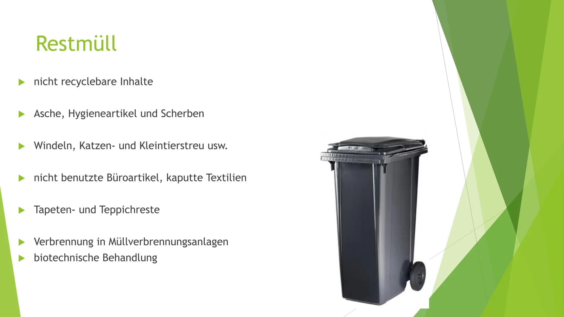 Mülltrennung
Newspaper Gliederung
► Warum ist Mülltrennung wichtig?
Restmüll
Biomüll
Plastikmüll
► Altpapier
Glas
Sondermüll
►Mülltrennungsg
