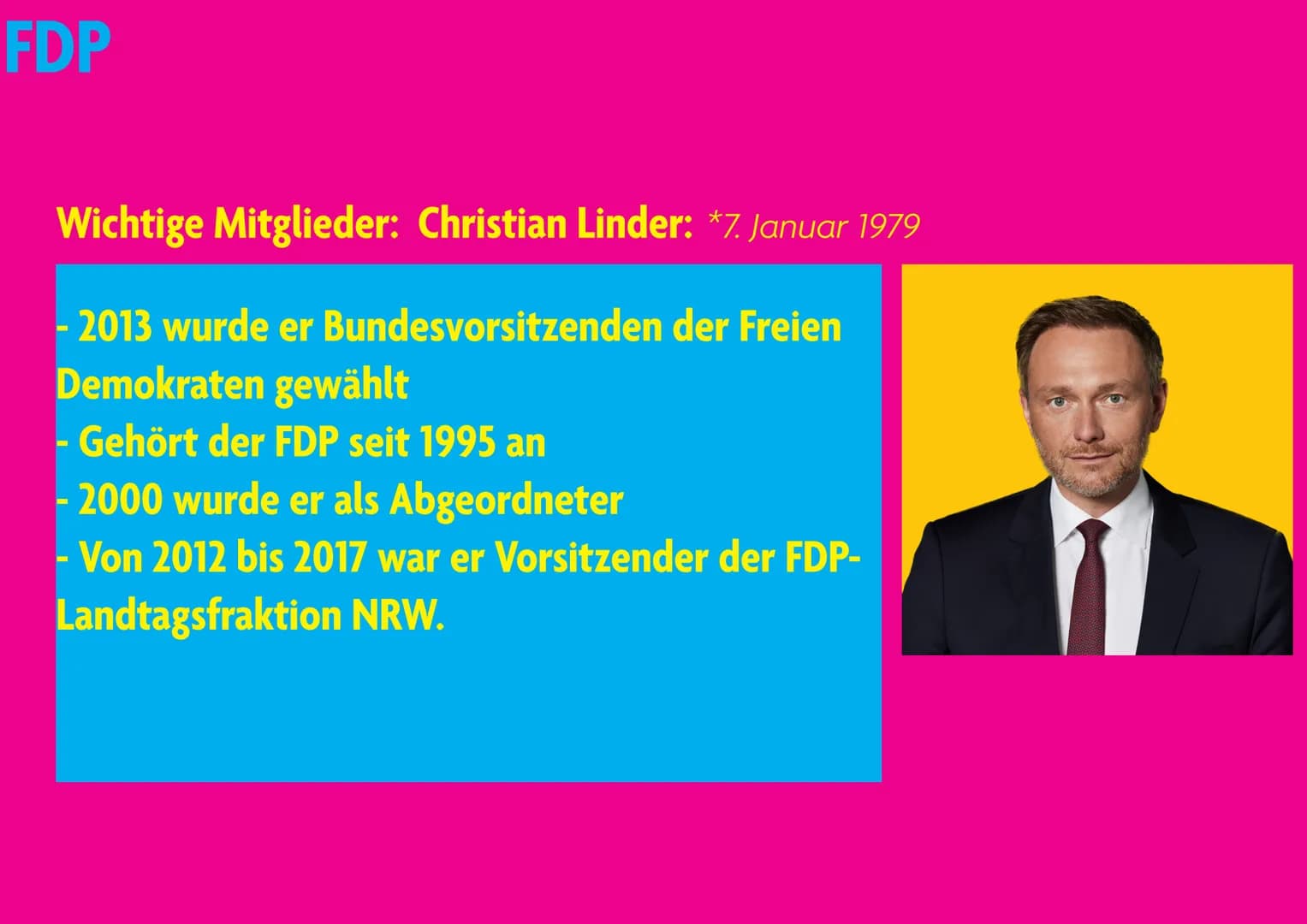 FDP
Laura&Alissa FDP
Gliederung:
1. Allgemeines
2. Geschichte
3. Wichtige Mitglieder
4. Politische Ausrichtung
5. Ziele
5.1 Wirtschaftliche 