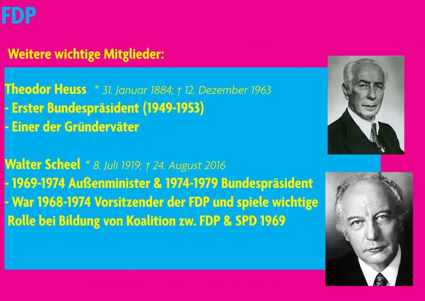 FDP
Laura&Alissa FDP
Gliederung:
1. Allgemeines
2. Geschichte
3. Wichtige Mitglieder
4. Politische Ausrichtung
5. Ziele
5.1 Wirtschaftliche 