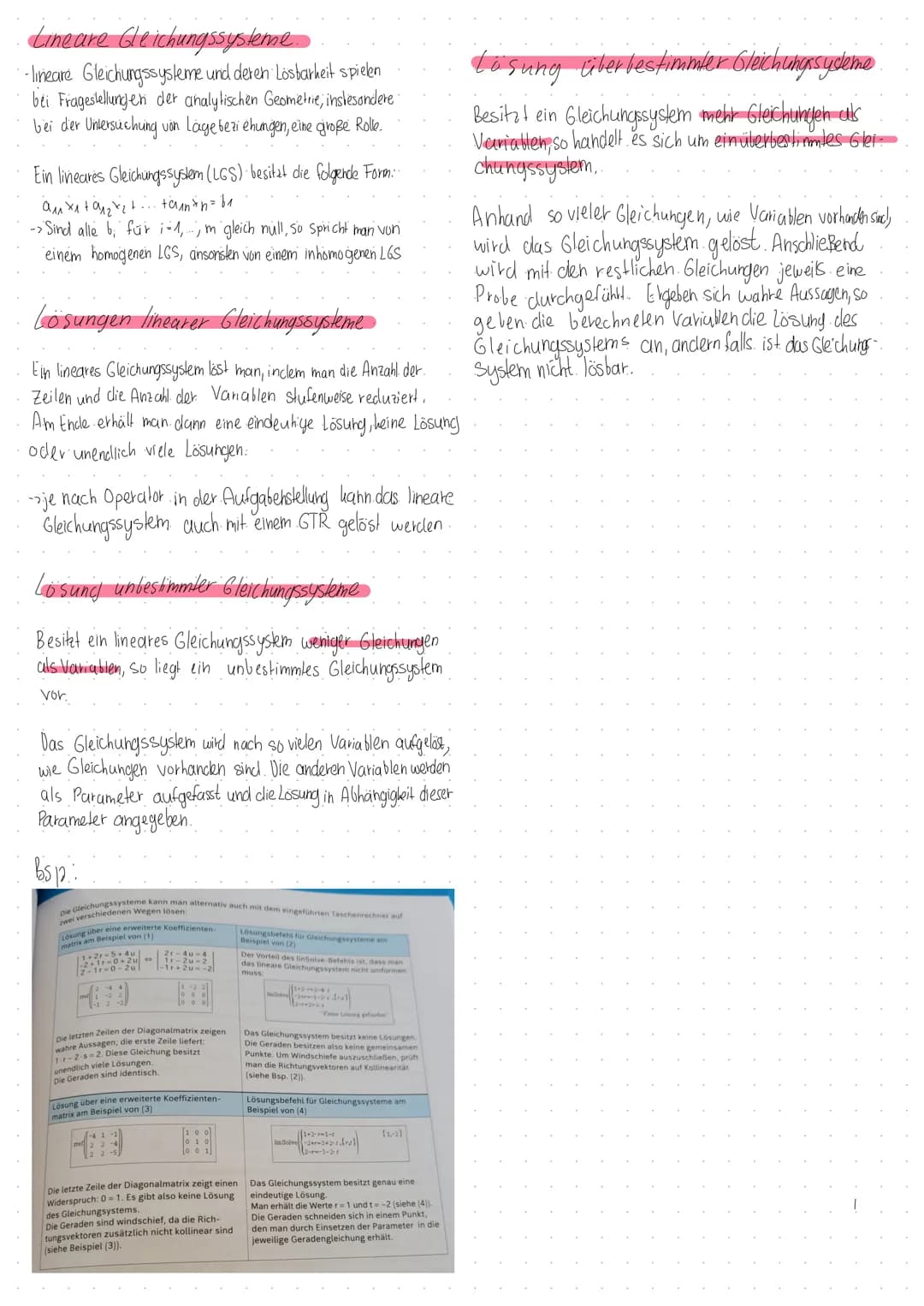 nalylische Geometrie und
Lineare Ayeuris bu 1bdur Lineare Gleichungssysteme...
·¨-lineare Gleichungssysteme und deren Lösbarkeit spielen
bei