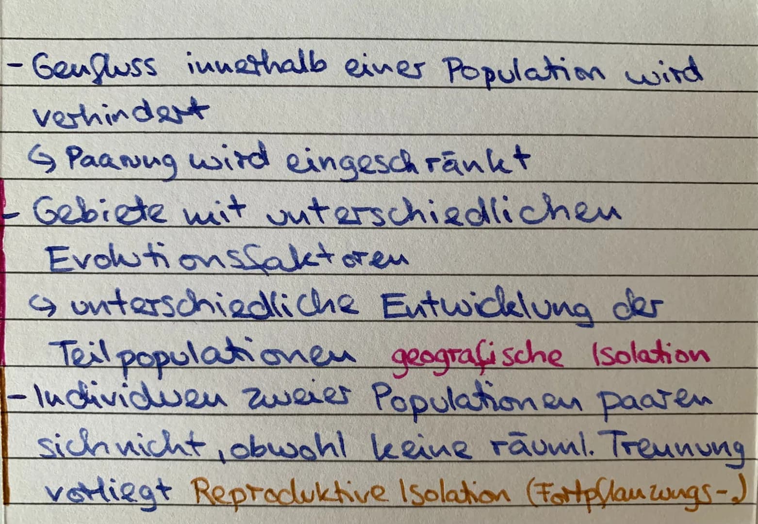 Sympatrische
Artbildung Adaptive
Radiation parapatrische
Atbildung Allopatrische
Artbildung Isolation -Genfluss innerhalb einer Population w