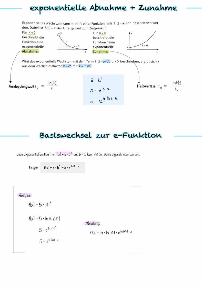 A:
e-Funktion - Die e-Funktion stimmt mit ihrer Ableitung überein: f(x) = e* mit f'(x) = ex
- Die Exponentialfunktion f(x) = ex wird e-Funkt