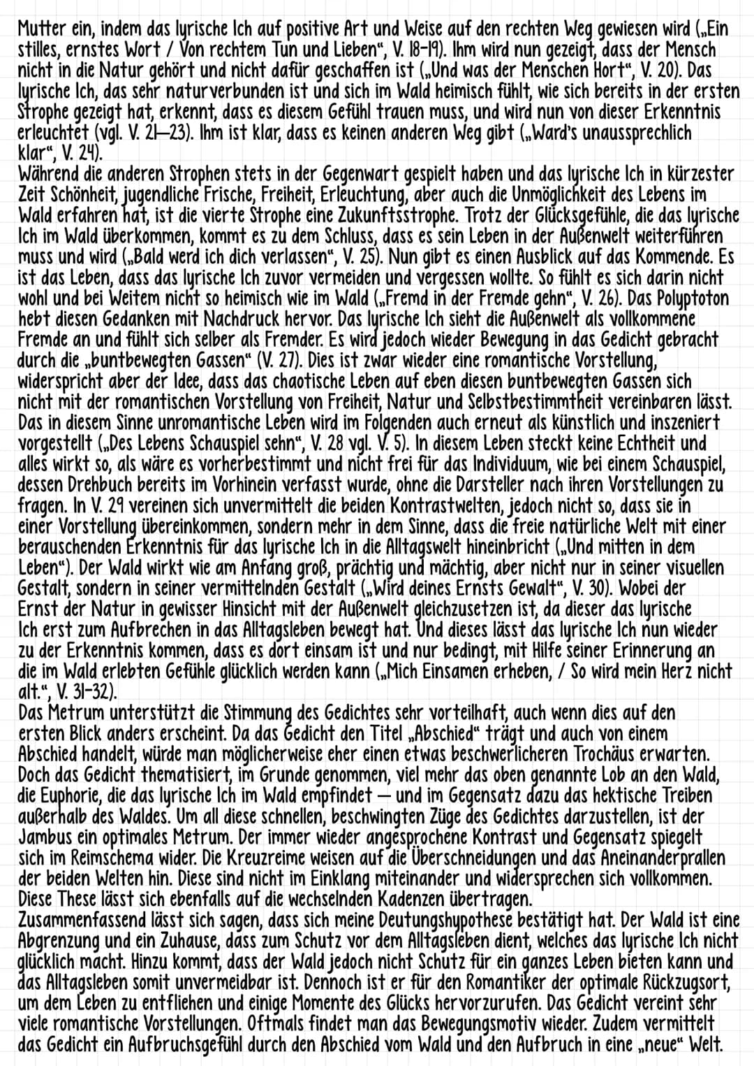 Joseph von Eichendorff - Analyse
Das romantische Gedicht „Abschied" von Joseph von Eichendorff, welches 1810 entstanden ist, handelt
von ein