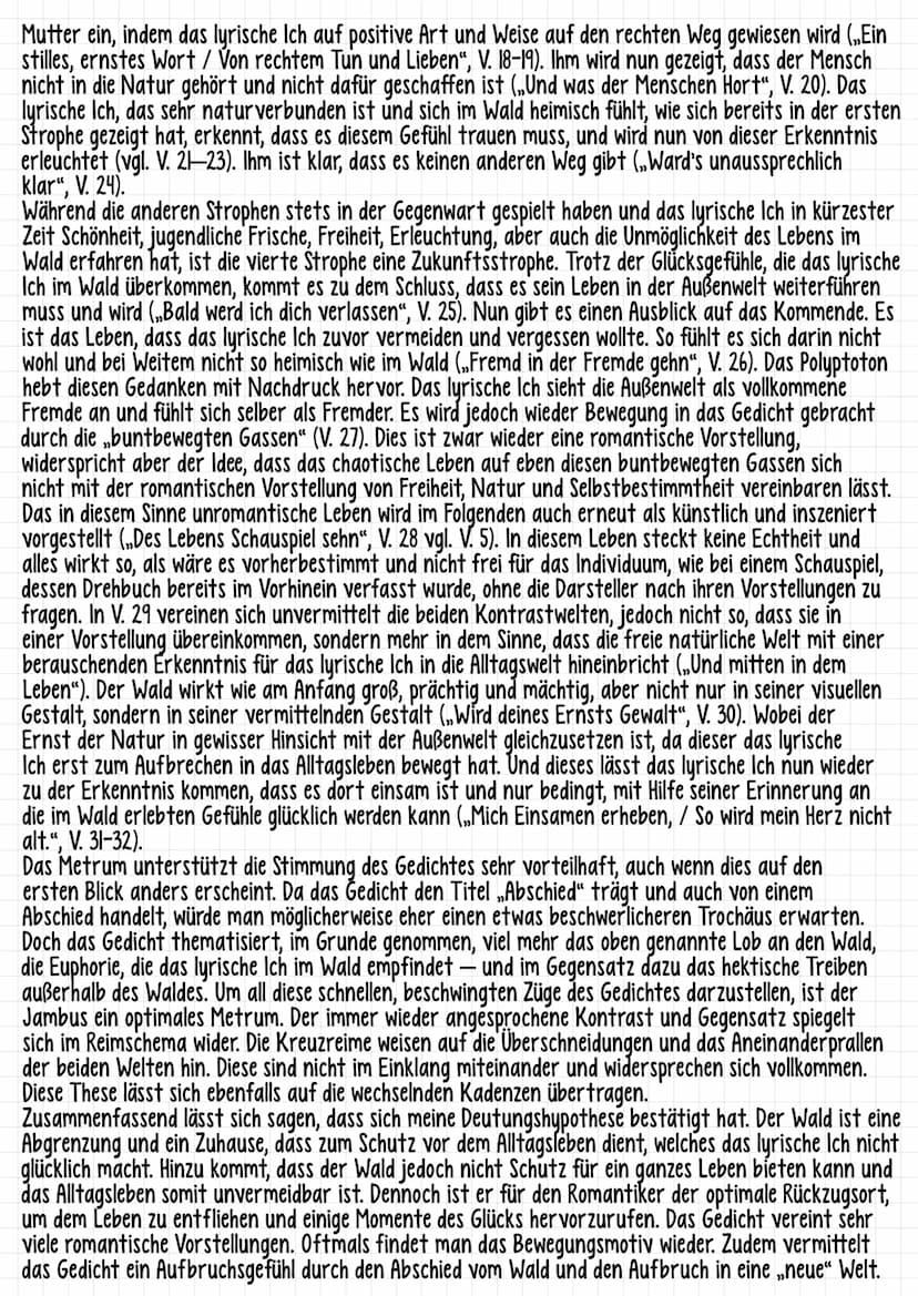 Joseph von Eichendorff - Analyse
Das romantische Gedicht „Abschied" von Joseph von Eichendorff, welches 1810 entstanden ist, handelt
von ein