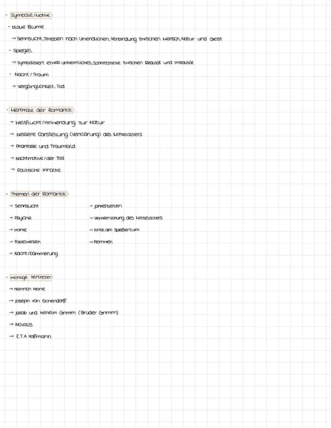 Die Epoche der Romantik (1795-1835)
Allgemeines
- steht für Sehnsucht und das Schweifen in die Ferne
- Reaktion und Gegenbewegung zur Aufklä