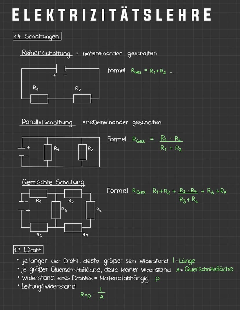 ELEKTRIZITÄTSLEHRE
1.1 Regeln der Elektrizitätslehre
Elektrizität strömt von stellen hohen Potentials
zu Stellen tiefen Potentials
Elektrisc