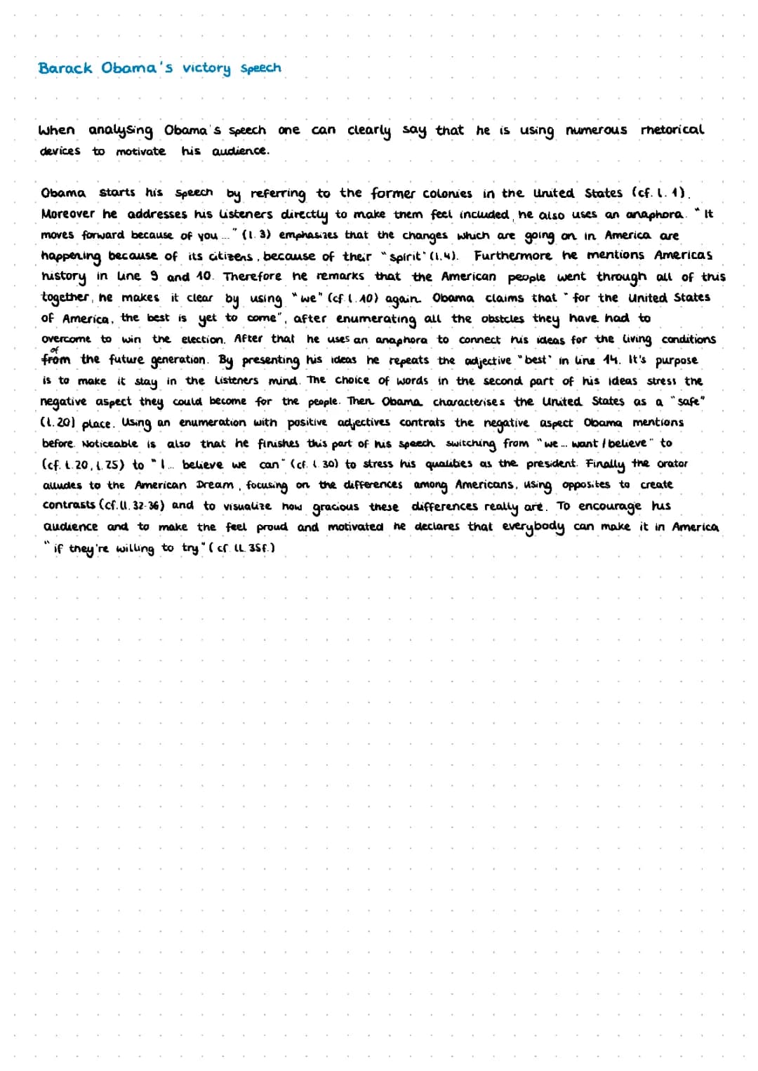 Barack Obama Speech Analysis - 'Yes We Can'