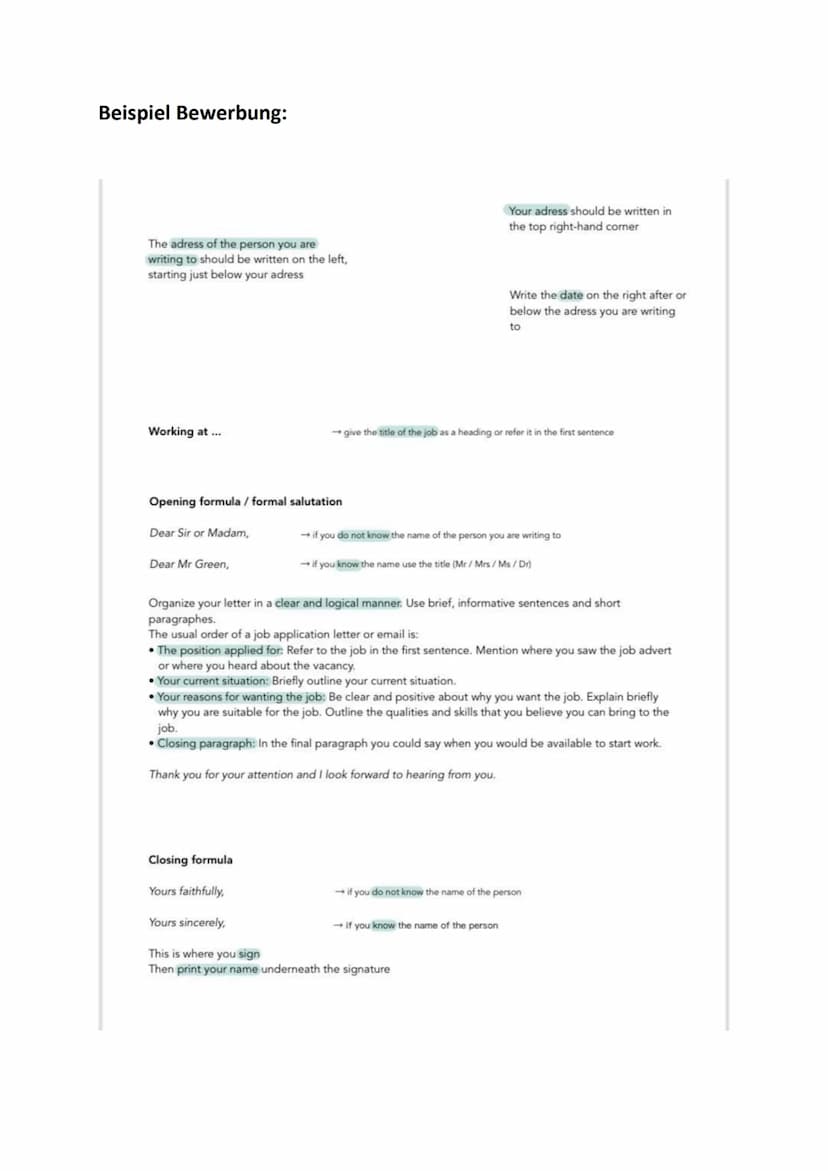 Lebenslauf und Bewerbung schreiben
Einen Lebenslauf schreiben:
Wichtig sind zunächst die persönlichen Angaben des Schreibers
(name, address,